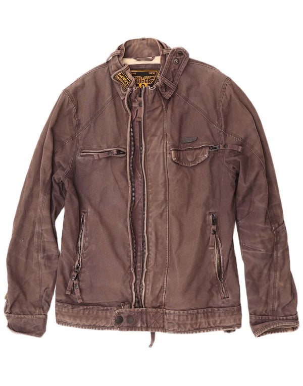 Superdry Mens Utility Jacket UK 40 Large Brown Pamuk