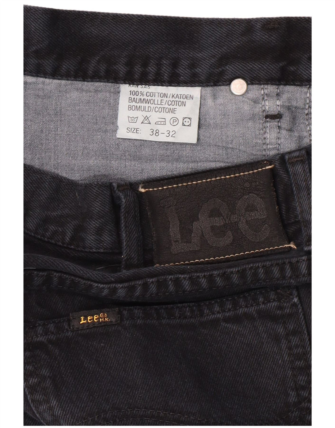 LEE Mens Kansas Straight Jeans W38 L32 Crni pamuk