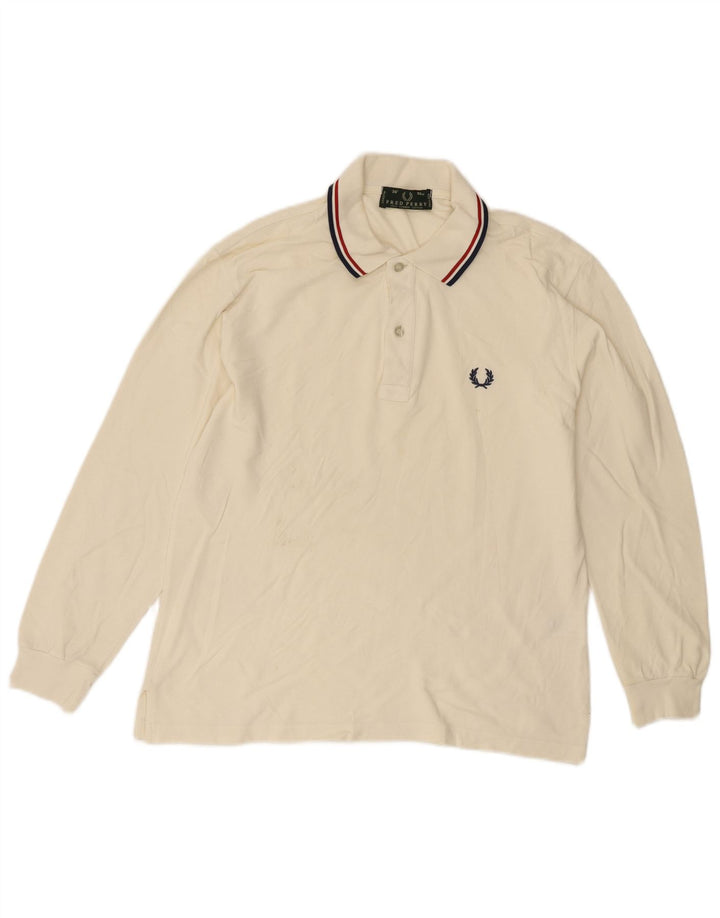 Fred Perry muška polo majica dugih rukava Mala sivo bijela pamučna