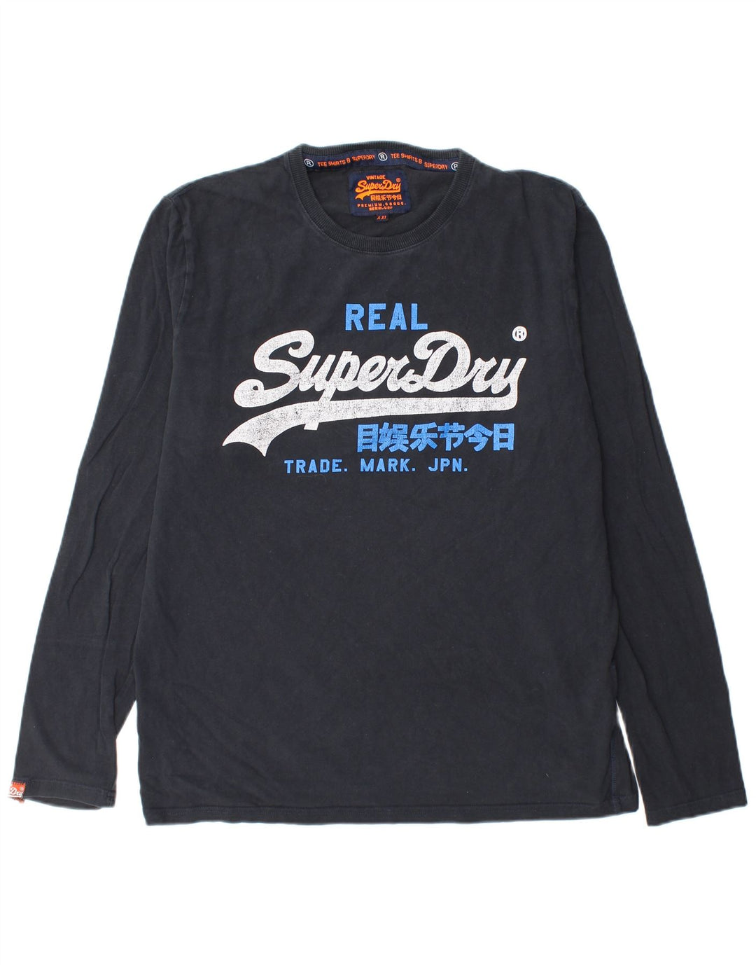 SUPERDRY muška grafička majica dugih rukava 2XL tamnoplavi pamuk