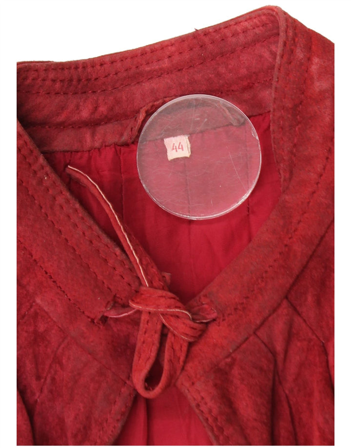 Vintage ženska jakna od brušene kože 3/4 rukava IT 44 srednje crvena