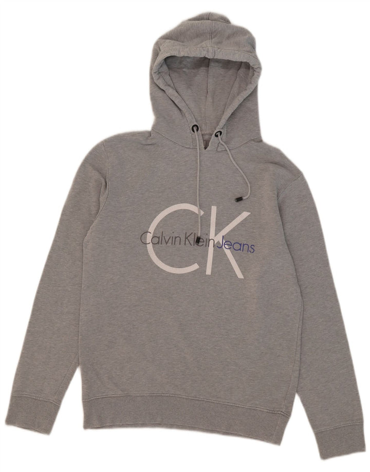 Calvin Klein Jeans muški grafički džemper s kapuljačom srednje sive boje