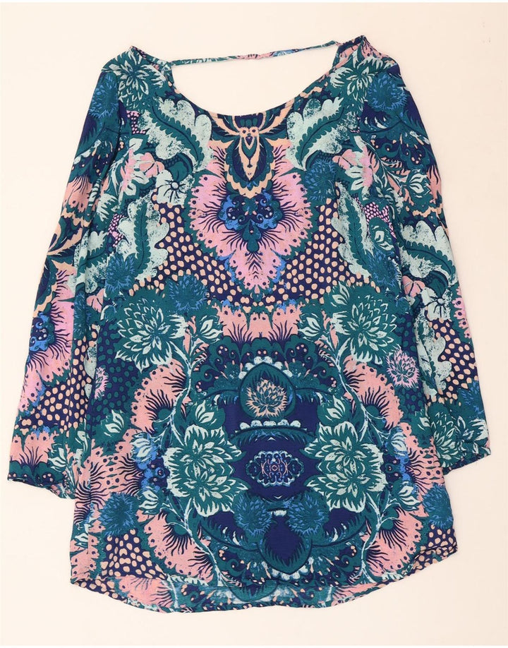 BILLABONG ženska haljina tunika dugih rukava UK 12 srednje raznobojna cvjetna