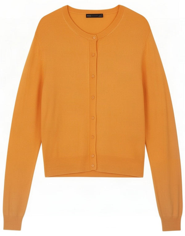 Marks & Spencer ženski kardigan džemper UK 14 Large Orange Viscose Classic