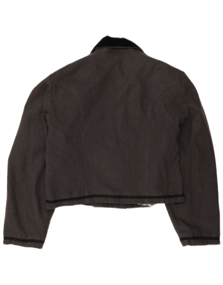 Vintage ženski kratki sako jakna UK 14 srednje sive boje