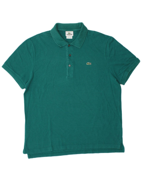 LACOSTE Mens Slim Fit Polo Shirt Size 5 Large Green Cotton