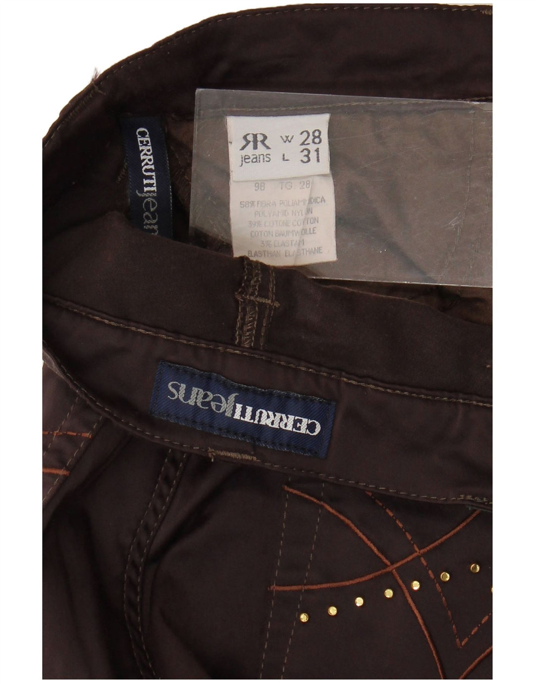 Cerruti 1881 Ženske ležerne hlače s bootcutom W28 L31 smeđi poliamid