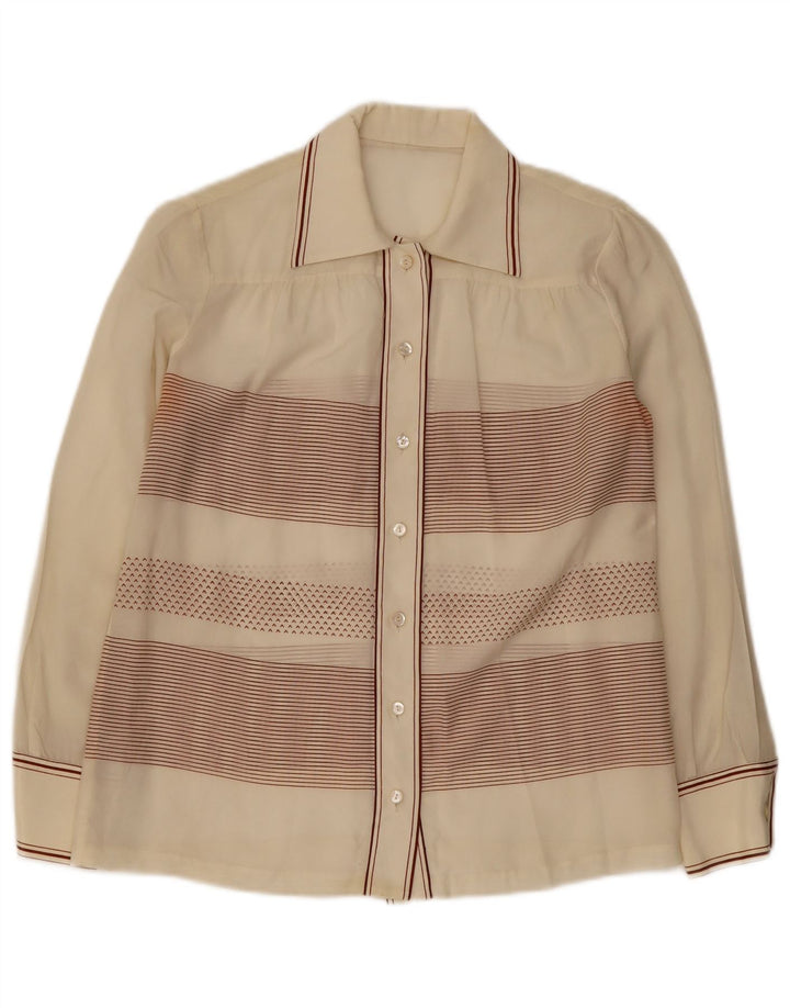 Vintage ženska košulja bluza UK 14 srednje bijele pruge