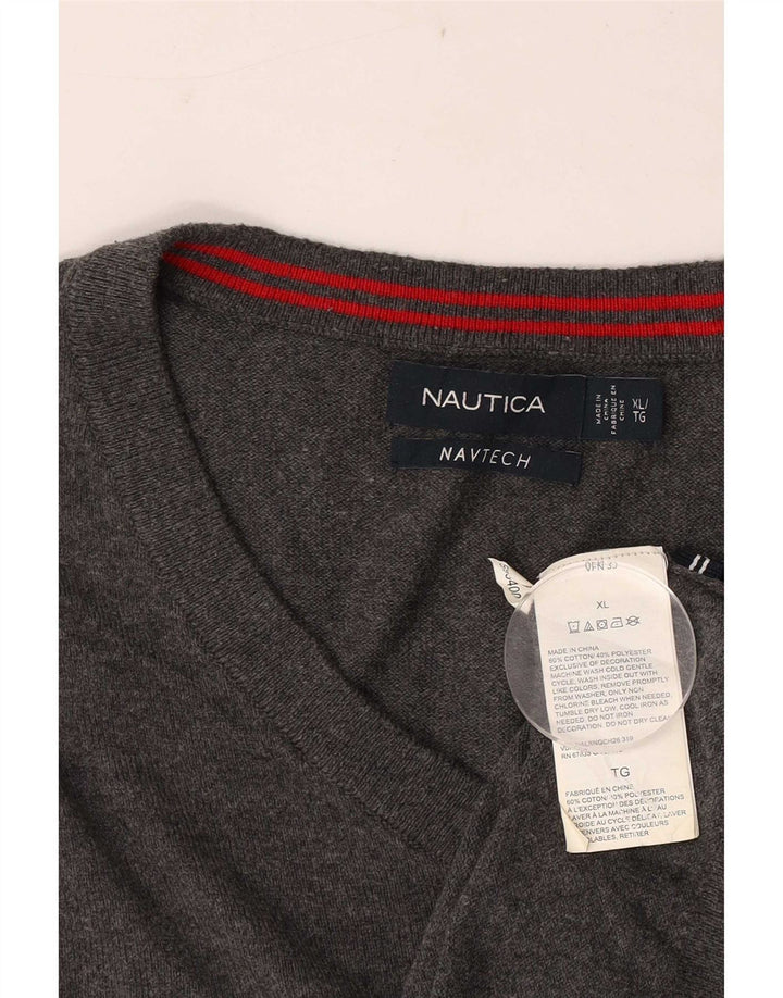 Nautica muški pulover s V-izrezom XL, sivi pamuk