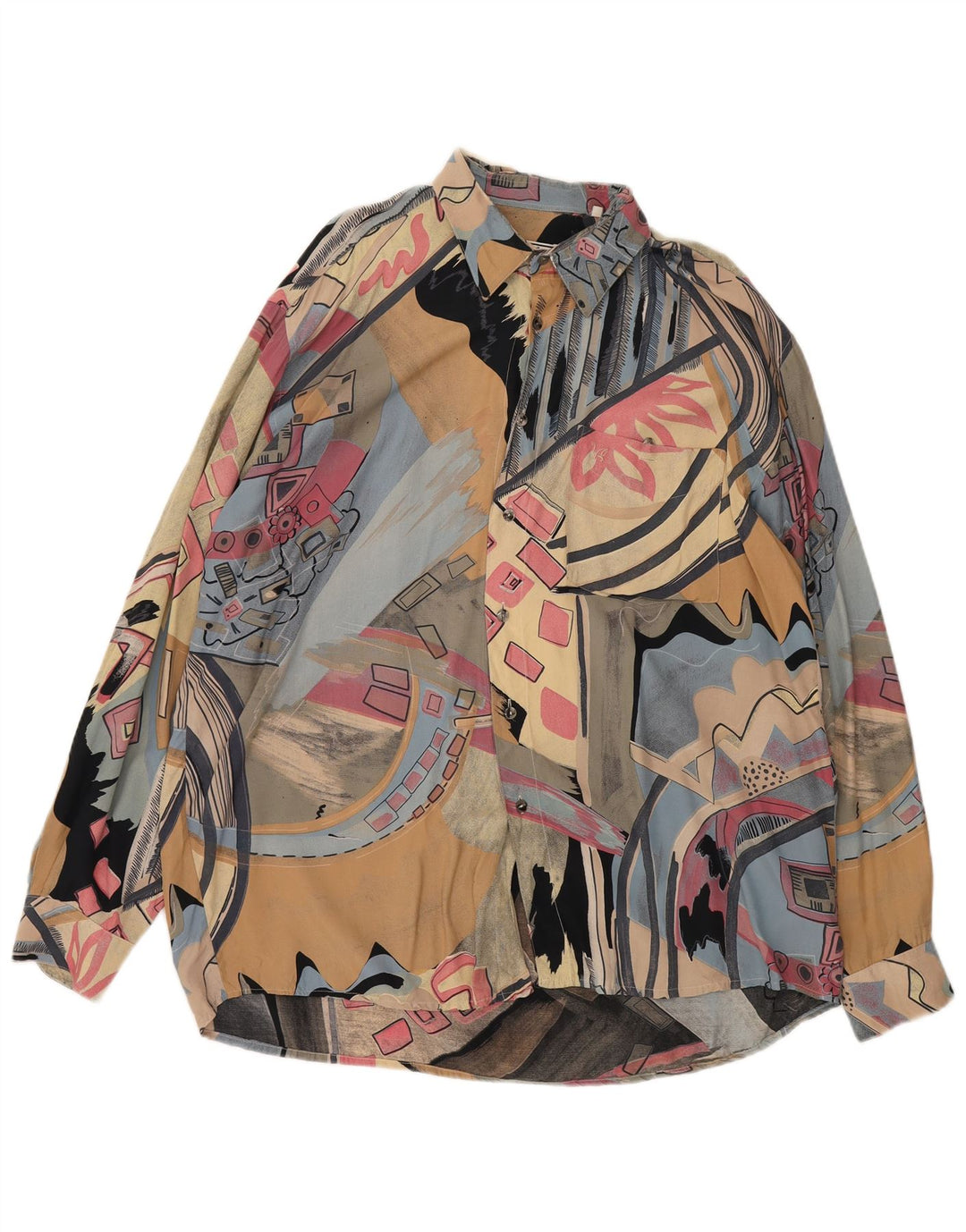 Vintage muška prevelika velika retro košulja s apstraktnim uzorkom