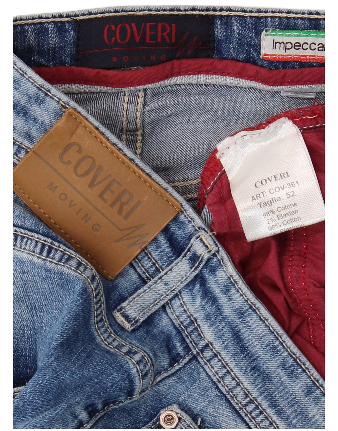 COVERI Muške traper kratke hlače IT 52 XL W38 Plavi pamuk