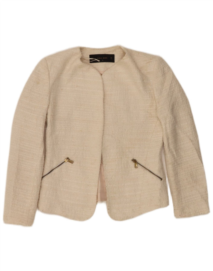 Zara ženska jakna s otvorenim sakoom UK 10 Small off white poliakril