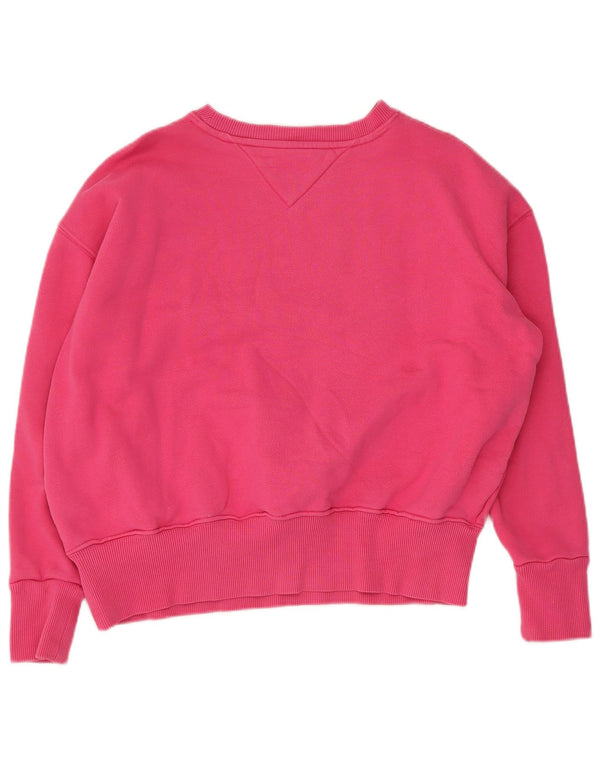 Tommy Hilfiger Womens Graphic Oversized Sweatshirt Jumper UK 10 Small Pink