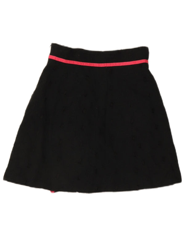 Karen Millen Ženska suknja s volanima UK 8 Mala W26 crni geometrijski pamuk