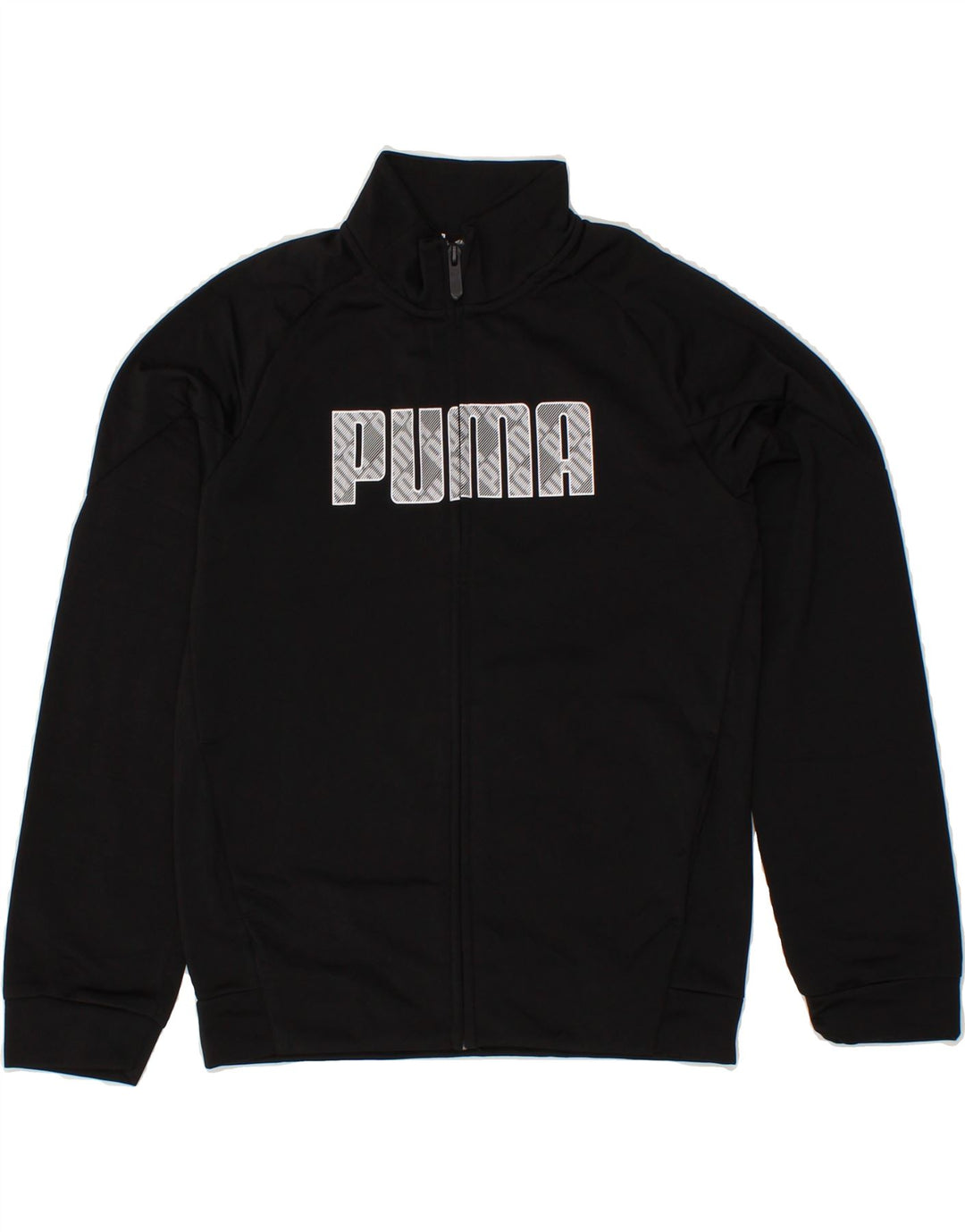 PUMA Boys Graphic Tracksuit Top Jacket 11-12 Years Black Polyester Vintage Puma and Second-Hand Puma from Messina Hembry 