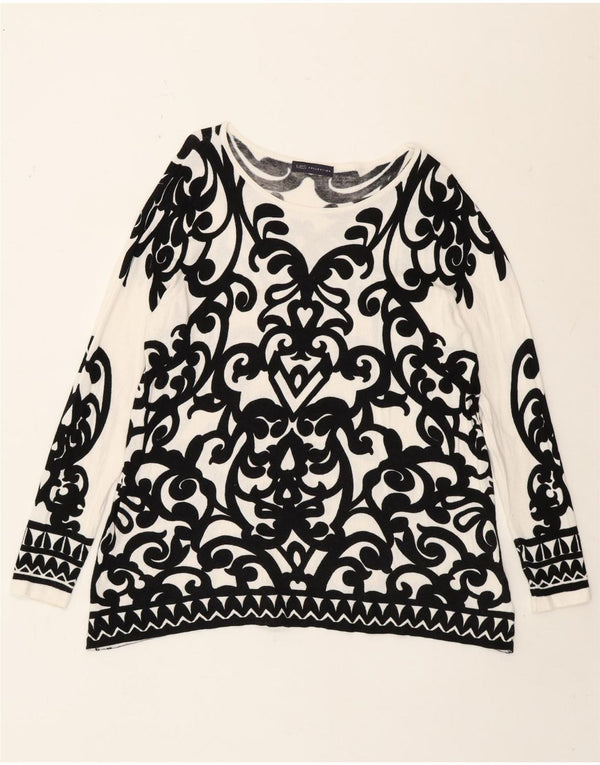 Marks & Spencer ženska majica dugih rukava UK 16 velika bijela paisley viskoza