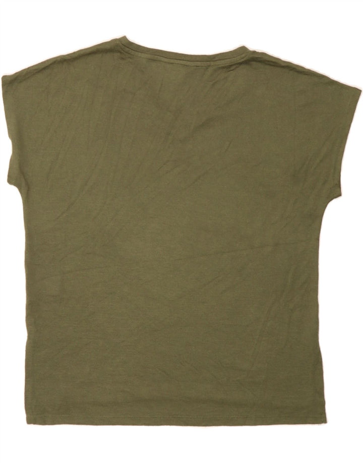 ORVIS Womens T-Shirt Top UK 14 Medium Khaki Polyester Vintage Orvis and Second-Hand Orvis from Messina Hembry 