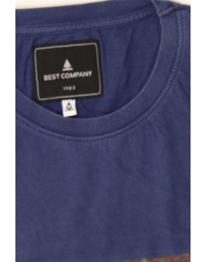 BEST COMPANY Mens T-Shirt Top Medium Navy Blue Colourblock Vintage Best Company and Second-Hand Best Company from Messina Hembry 