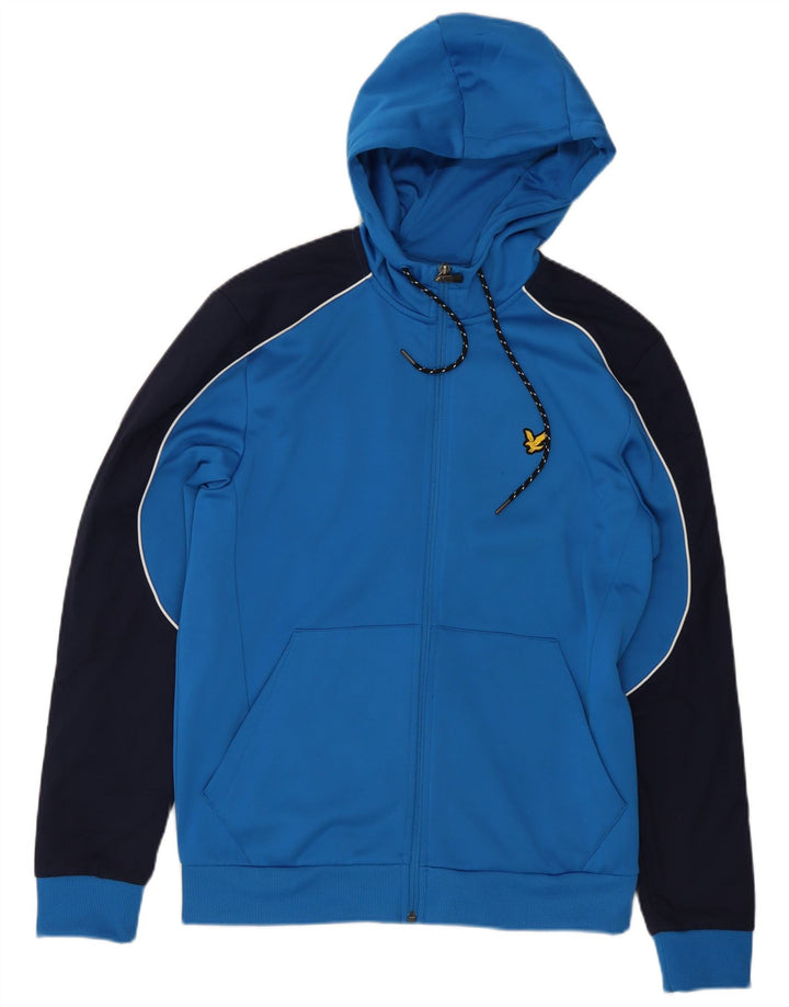 Lyle & Scott muški pulover s kapuljačom s patentnim zatvaračem srednje plave boje od poliestera