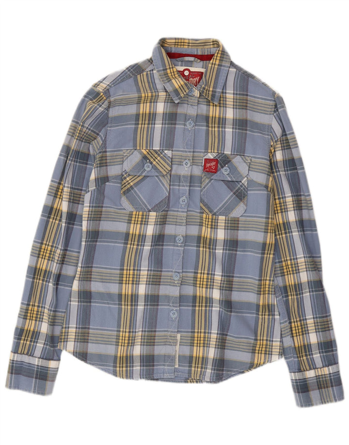 Superdry ženska klasična flanelska košulja Lumberjack UK 12 srednje plava karirana