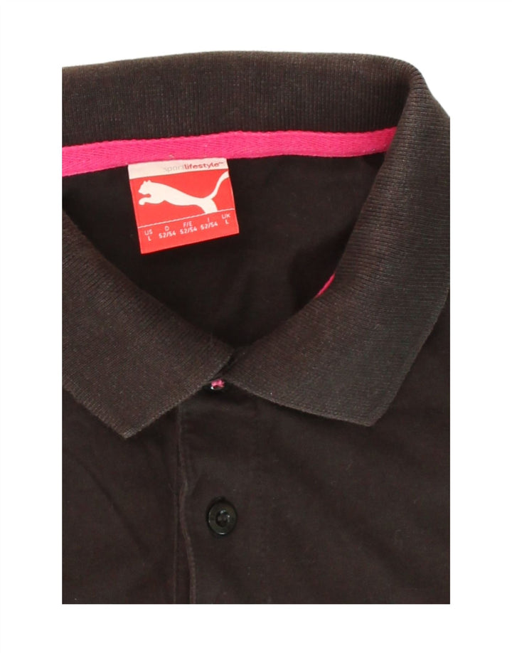 PUMA Mens Polo Shirt Large Black Cotton Vintage Puma and Second-Hand Puma from Messina Hembry 