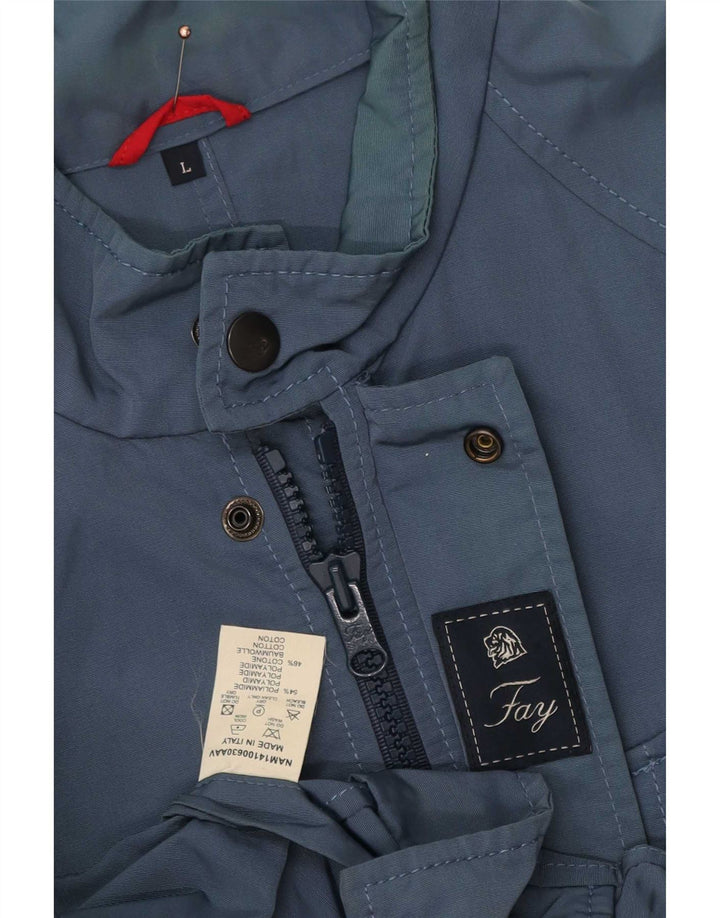 Fay Mens Utility Jacket UK 40 Large Tavy Blue Poliester