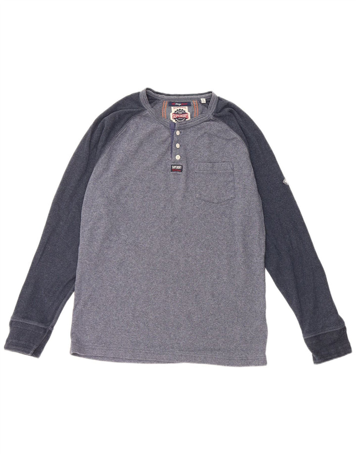 Superdry muška majica dugih rukava XL plavi pamuk u blokovima boja