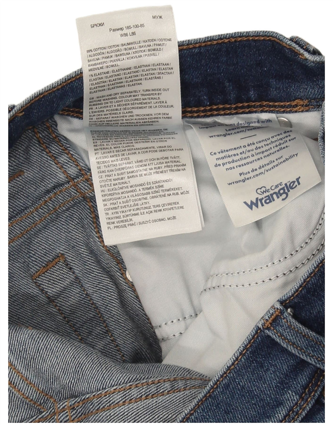 Wrangler muške ravne traperice W34 L34 plavi pamuk