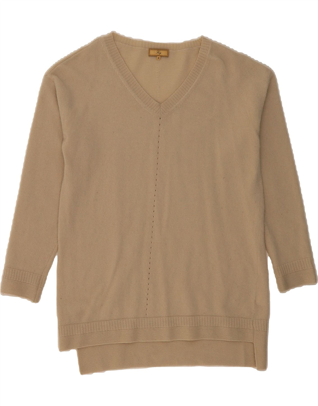 FAY Womens V-Neck Jumper Sweater UK 14 Medium Beige Wool Vintage Fay and Second-Hand Fay from Messina Hembry 