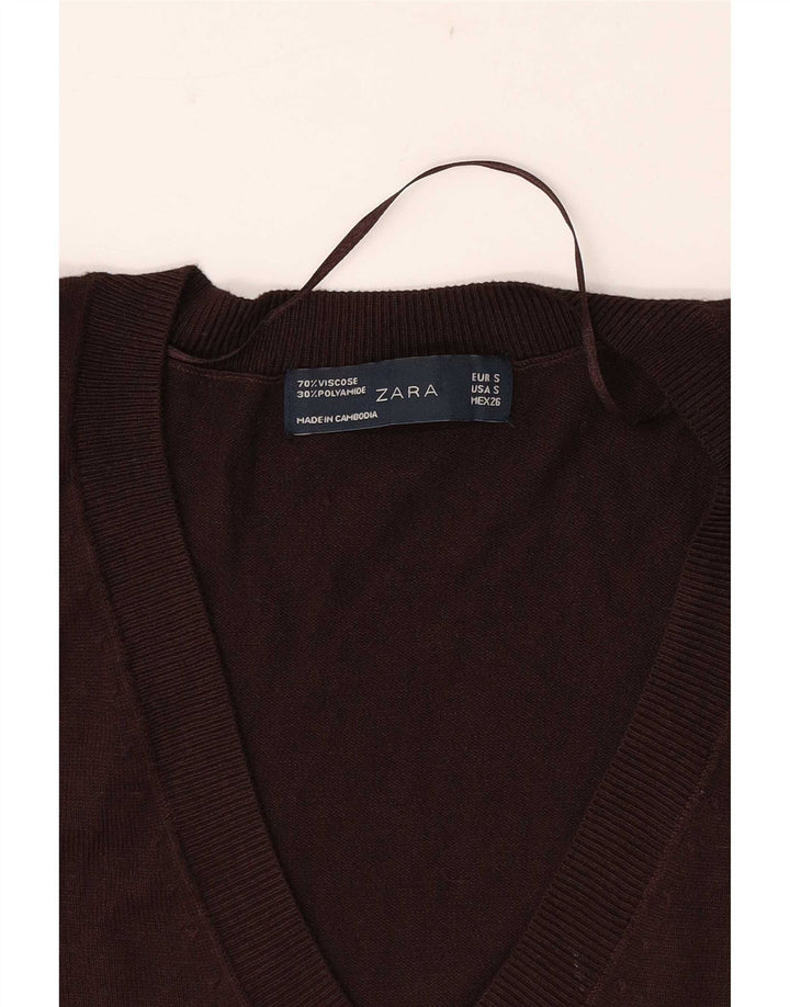 Zara ženski prsluk UK 10 Small Brown Viskoza