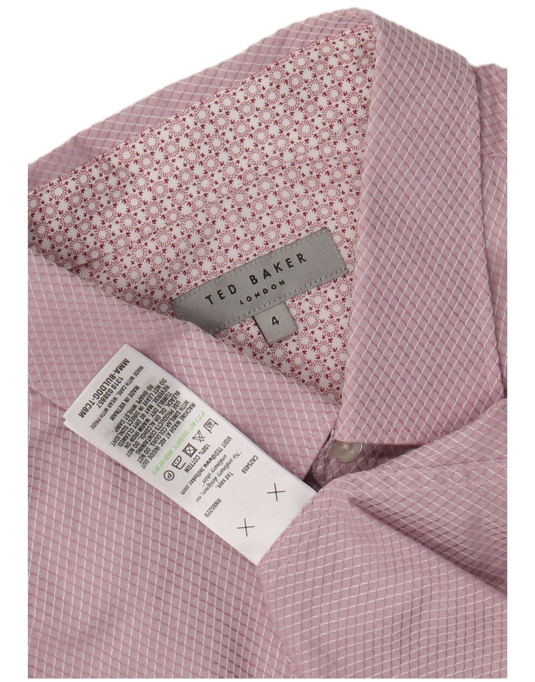 Ted Baker muška košulja veličina 4 veliki ružičasti argyle/dijamantni pamuk