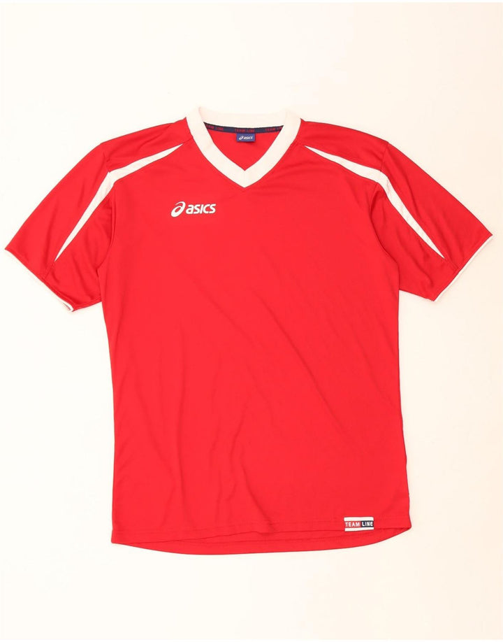 ASICS Mens T-Shirt Top Large Red Colourblock Polyester