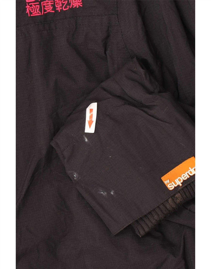 Superdry ženska grafička vjetrovka jakna UK 16 veliki crni najlon