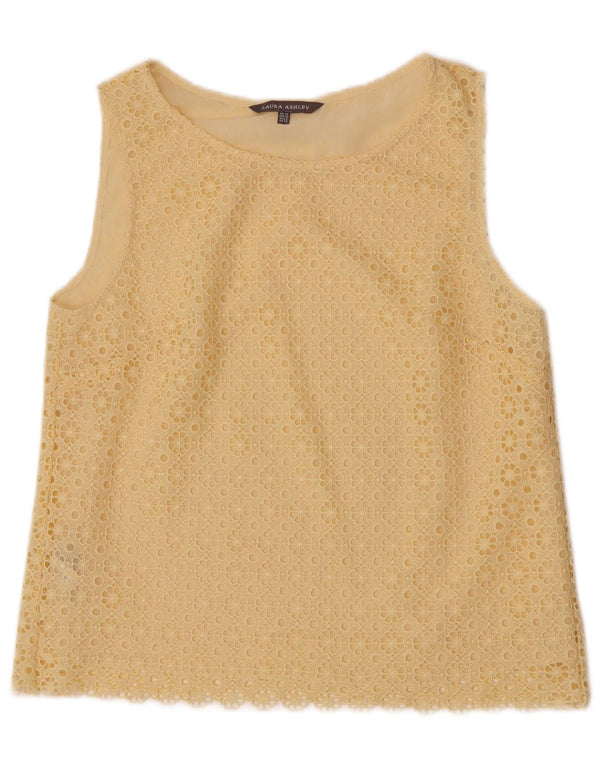 Laura Ashley Ženska čipkasta bluza bez rukava UK 12 Srednje žuta cvjetna