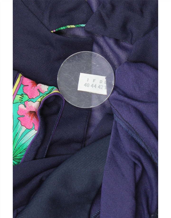 VINTAGE ženski gornji dio kratke bluze IT 48 XL tamnoplavi cvjetni