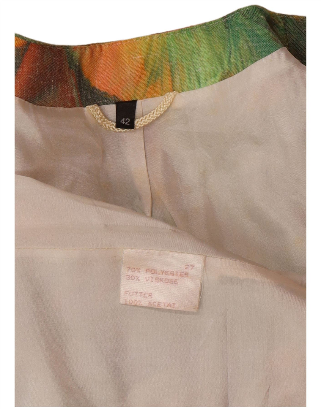 VINTAGE Ženska dugačka jakna sako s apstraktnim uzorkom EU 42 velika zelena