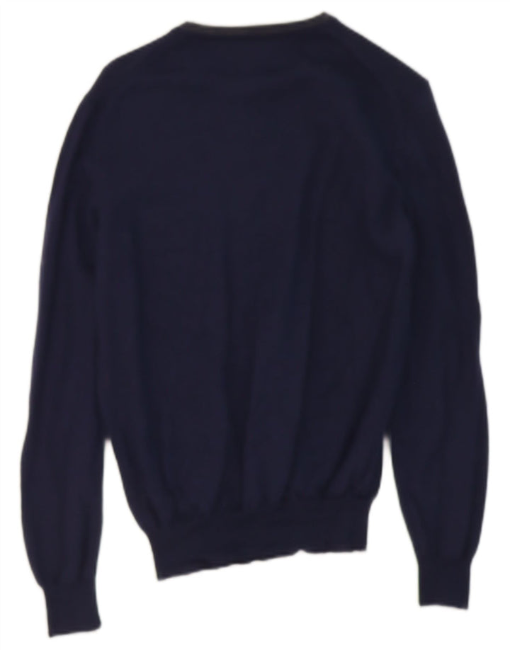 FAY Womens Crop Crew Neck Jumper Sweater UK 12 Medium Navy Blue