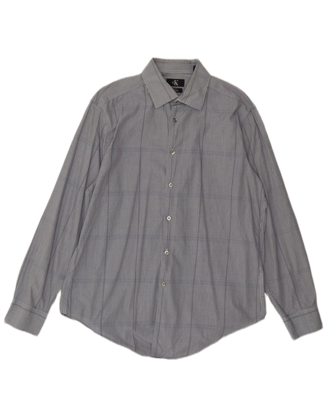 CALVIN KLEIN Muška uska košulja veličine 16, veliki tamnoplavi karirani pamuk