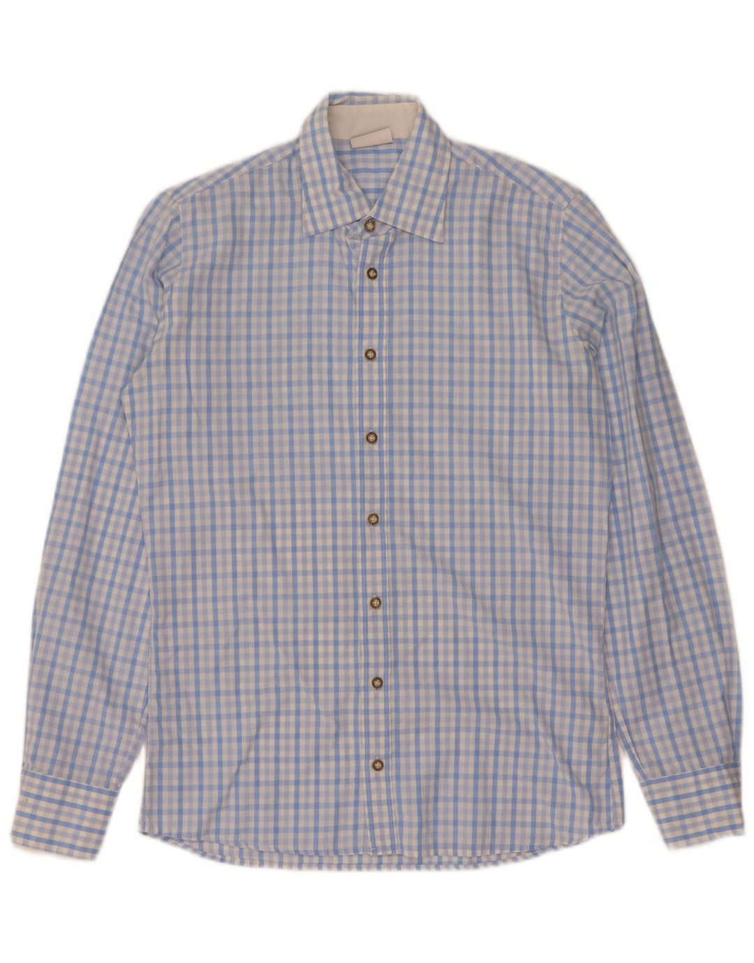 Vintage muška košulja veličina 37 38 mala plava pamuk gingham