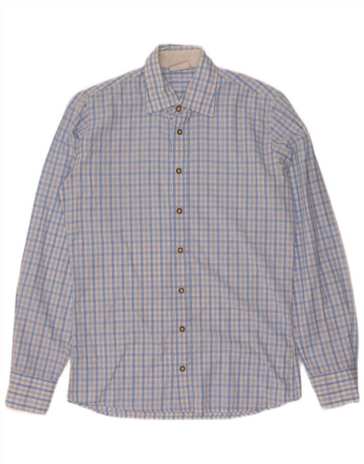Vintage muška košulja veličina 37 38 mala plava pamuk gingham
