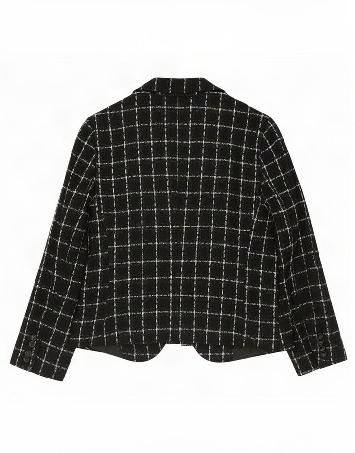 Zara ženski sako sa 1 gumbom EU 44 XL crni karirani akril