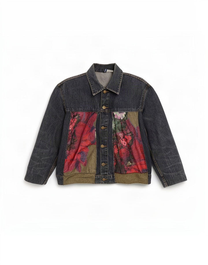 Divided Womens By H&M traper jakna UK 14 Srednje plavi cvjetni pamuk