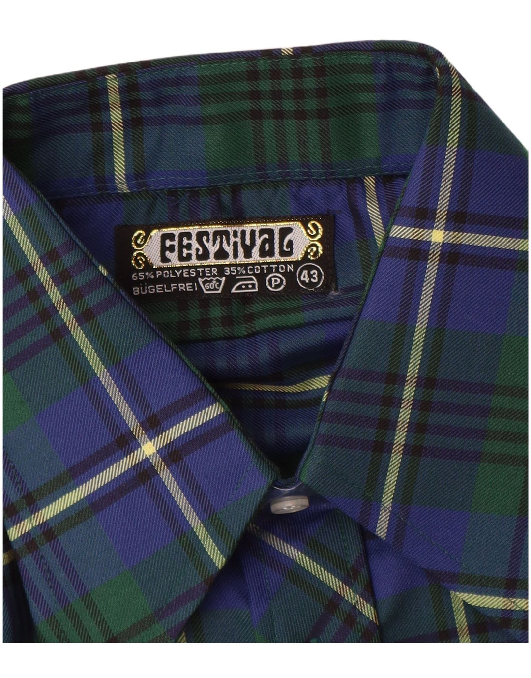 Vintage muška košulja od flanela, veličina 43 XL, plavi karirani poliester