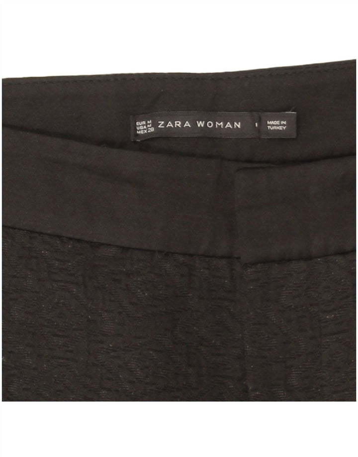 Zara ženske uske chino hlače srednje veličine W28 L27 crni geometrijski poliester