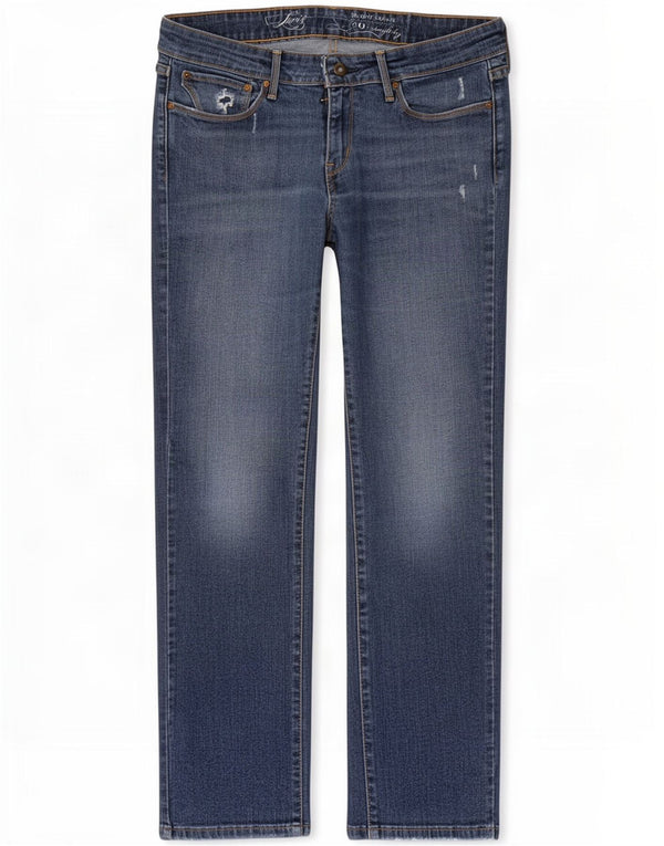 Levi's ženske ravne traperice s blagim zakrivljenjem niskog struka W30 L30 plavi pamuk