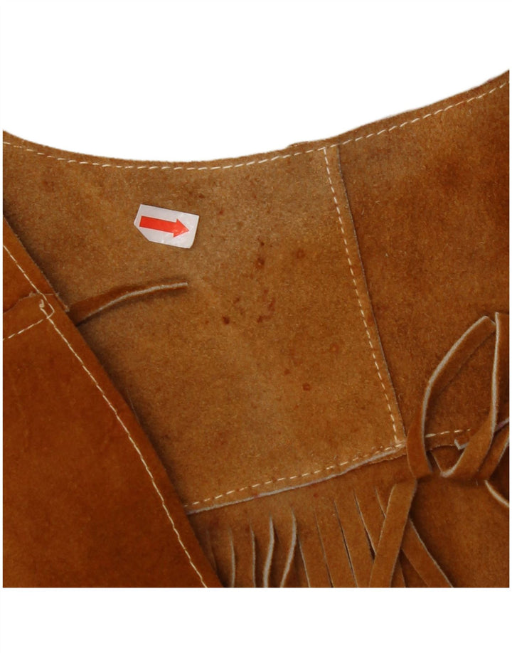 VINTAGE ženski prsluk od brušene kože UK 10 Small Brown