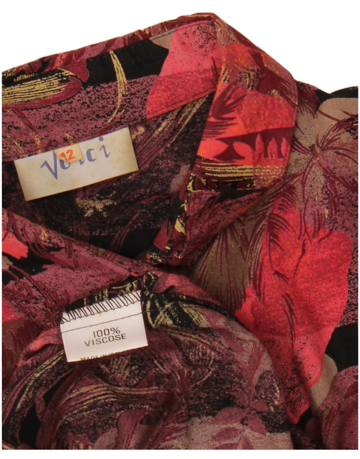 Vintage ženski dvodijelni komplet suknji UK 12 Srednji W27 Bordo cvjetni retro