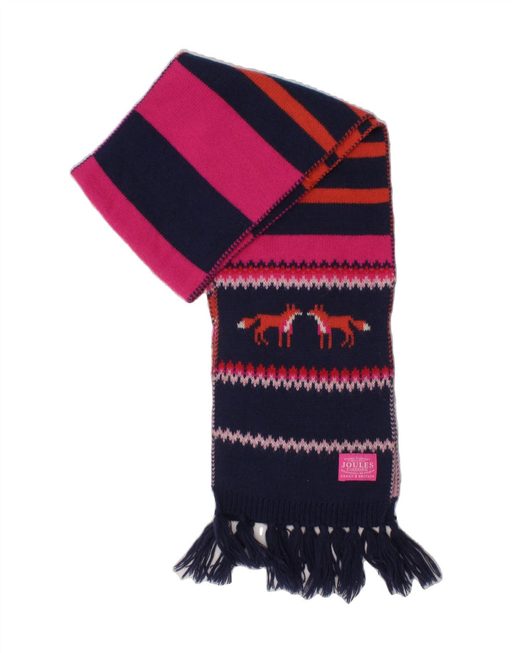 JOULES Girls Rectangle Scarf One Size Multicoloured Striped Acrylic Vintage Joules and Second-Hand Joules from Messina Hembry 