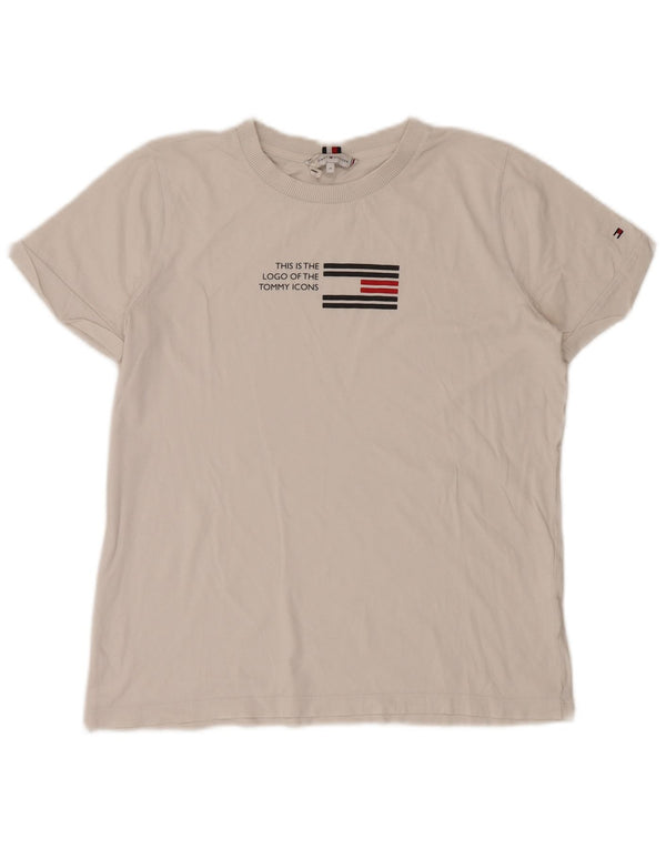 Tommy Hilfiger Womens Graphic T-Shirt Top UK 14 Medium White