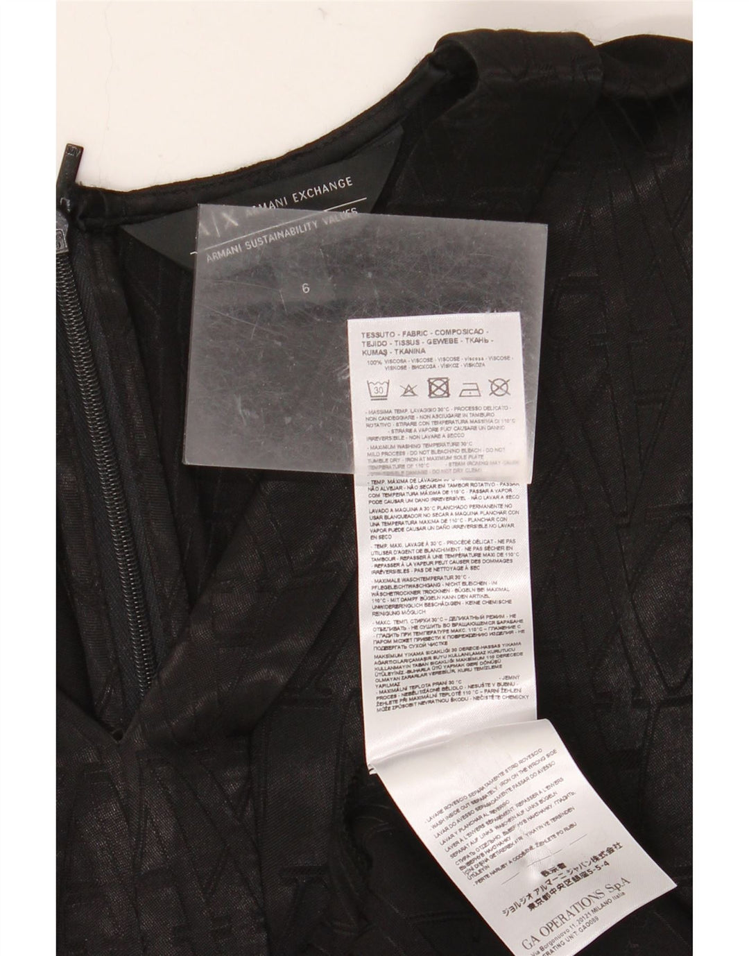 ARMANI EXCHANGE Ženska grafička haljina A-kroja bez rukava US 6 srednje crna